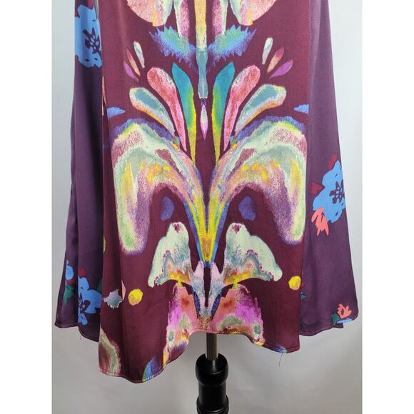 Free People Burgundy Floral Dream Free Tunic Top Blouse Size S - Picture 3 of 9